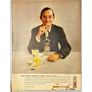 Smirnoff Vodka "Wally Cox Using Straws "What Does Smirnoff taste like" Ad 1957